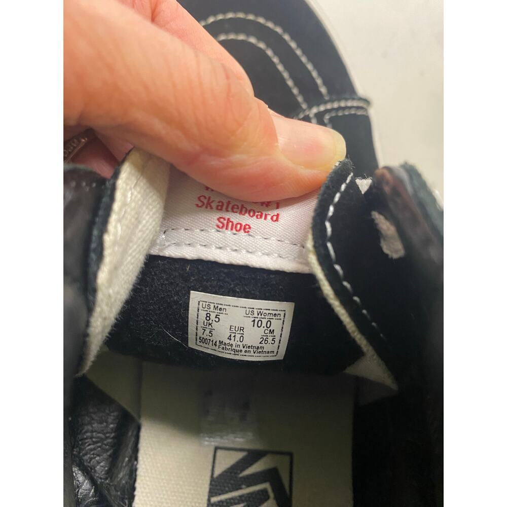 Vans Sk8 Hi Top Suede Skate Athletic Shoes Black White Mens 8.5 Womens 10 Punk - Picture 13 of 14